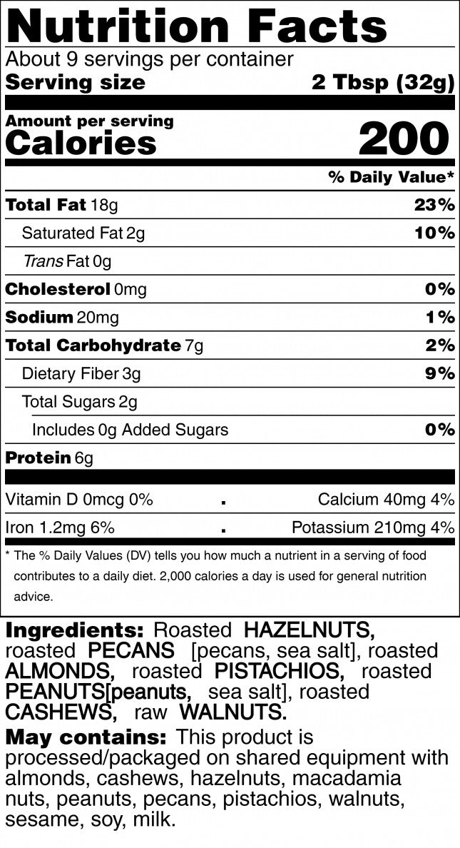 mixed nut butter nutrition facts