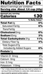 Organic Dried Mango Nutrition Facts