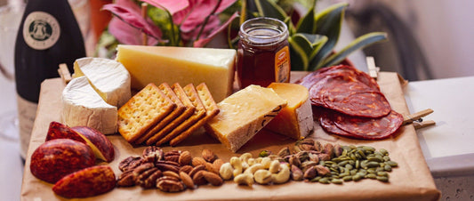 plate with snacks for wine