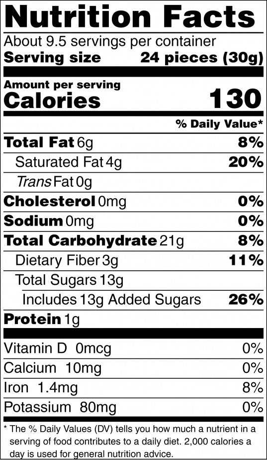 Dark Chocolate Pomegranate Seeds Nutrition Facts
