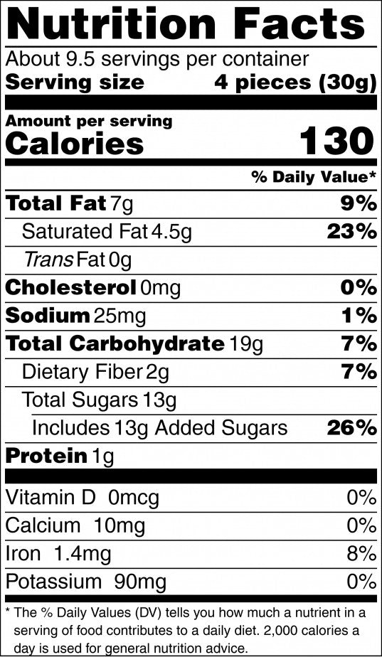Dark Chocolate Sea Salt Caramels Nutrition Facts
