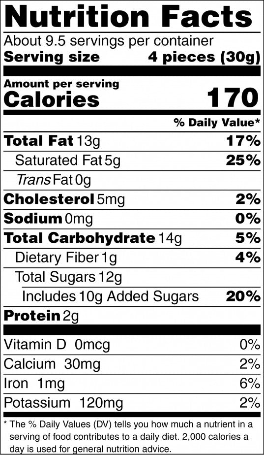 Double Dipped Macadamia Nutrition Facts