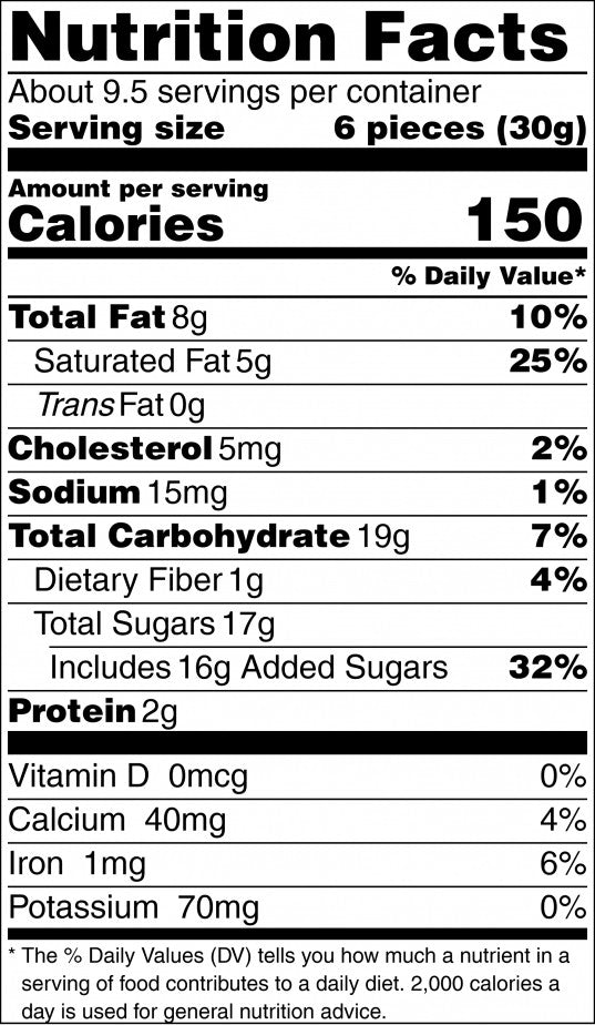 Milk Chocolate Non Pareils Nutrition Facts