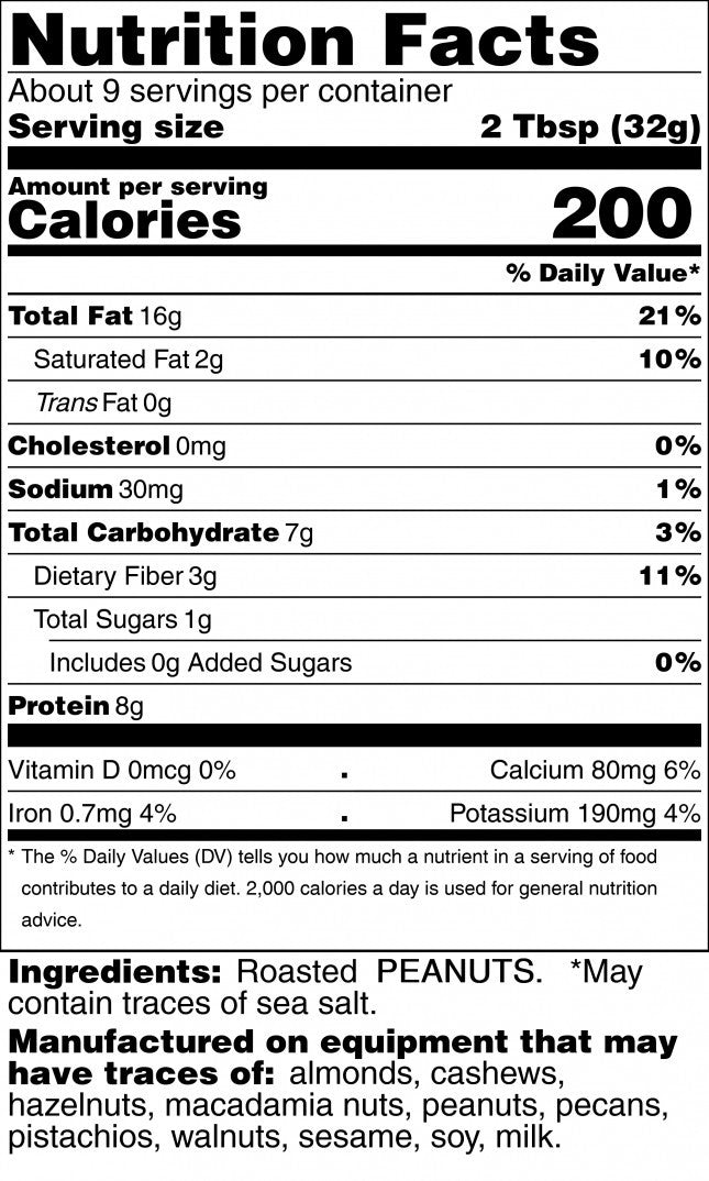 roasted peanut butter nutrition facts