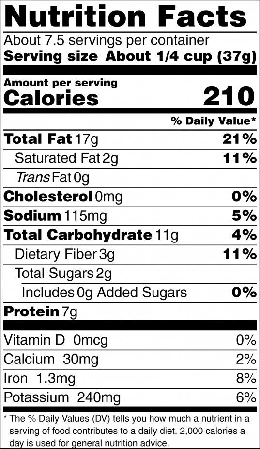 Quattro Tray Extra Nutty Mix Nutrition Facts