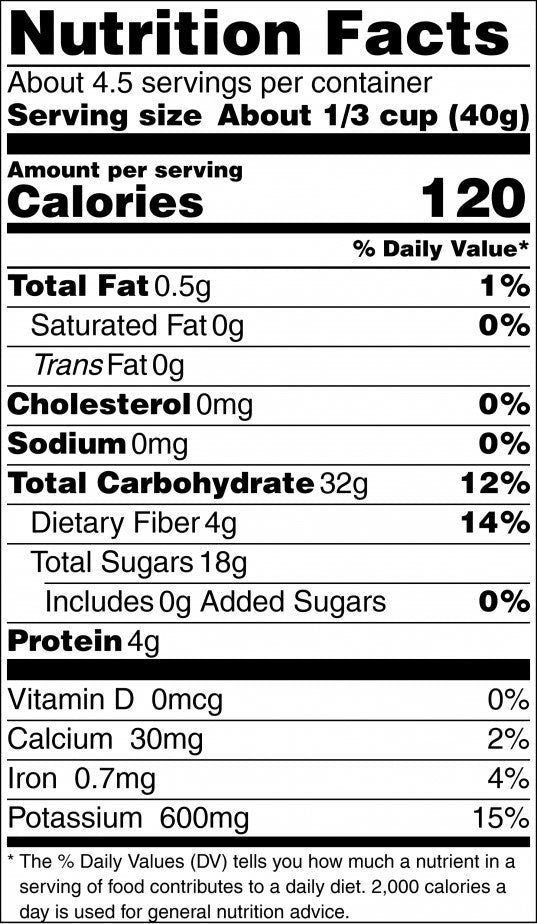 Organic Banana Coins Nutrition Facts
