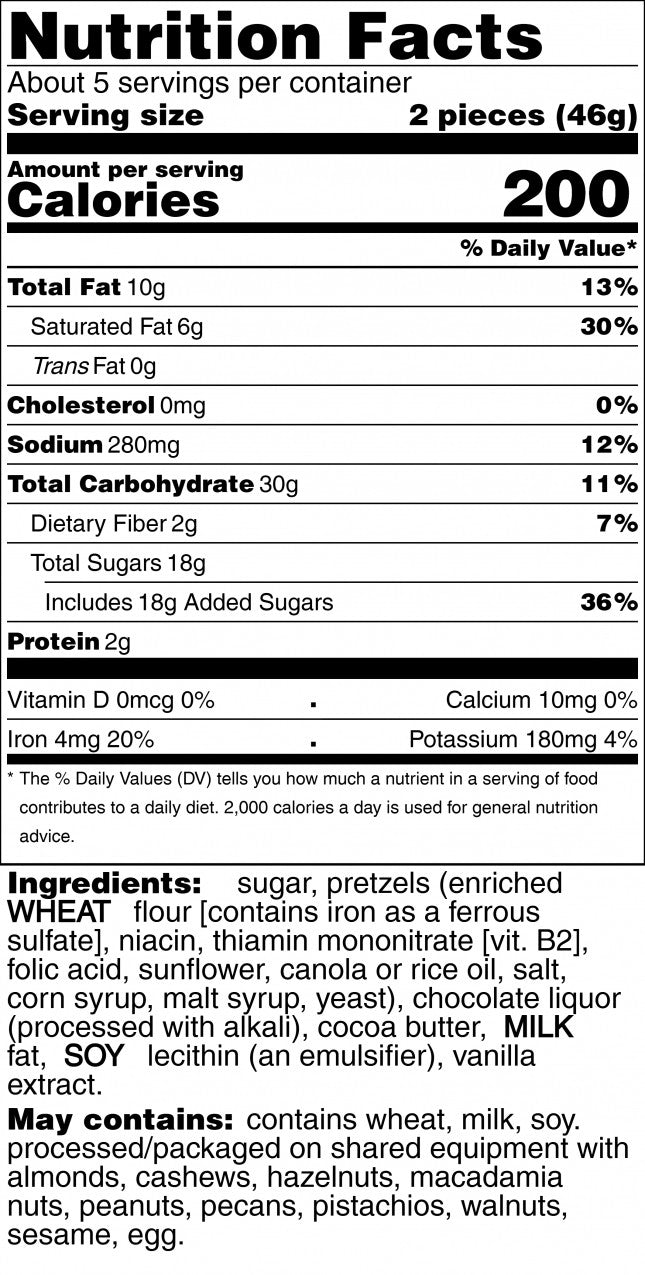dark chocolate pretzels nutrition facts 