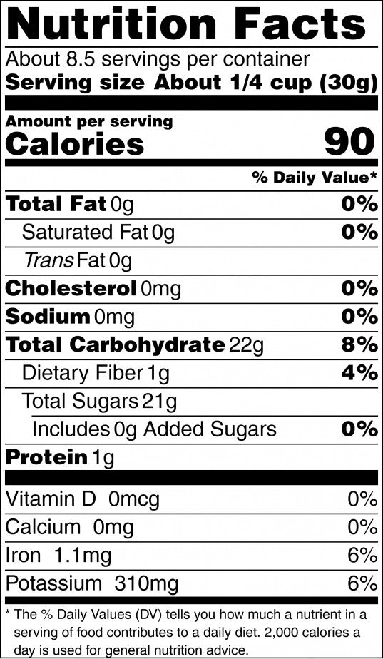 Dark Raisins Nutrition Facts