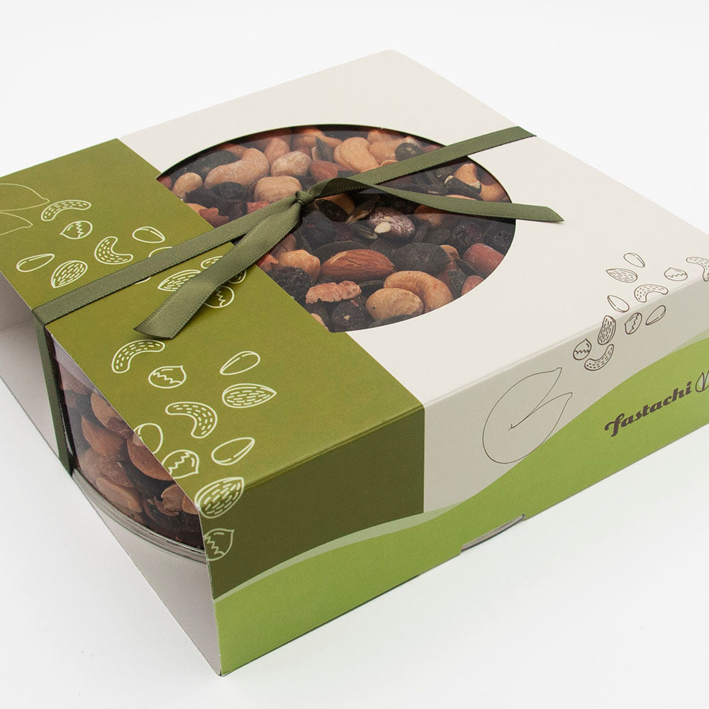 mixed nuts box with cranberries 