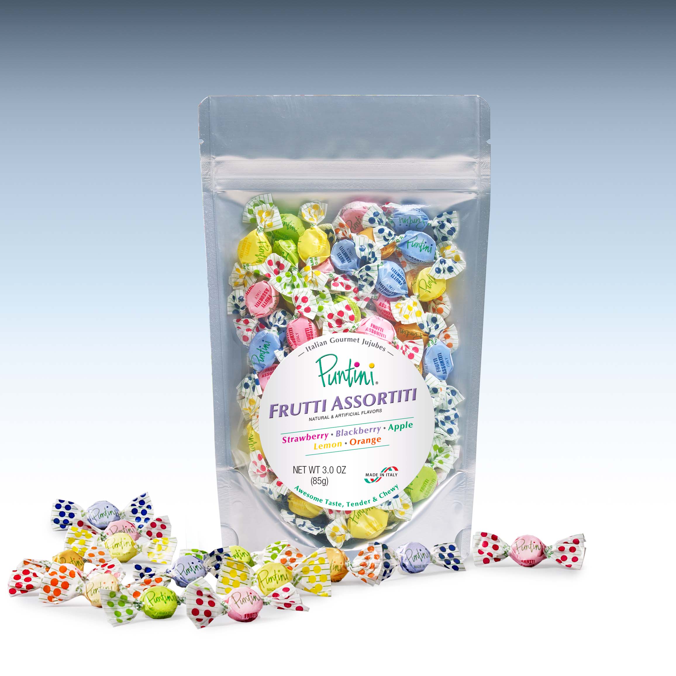 PUNTINI Frutti Assortiti Italian Gourmet Jujubes - 3oz Bag