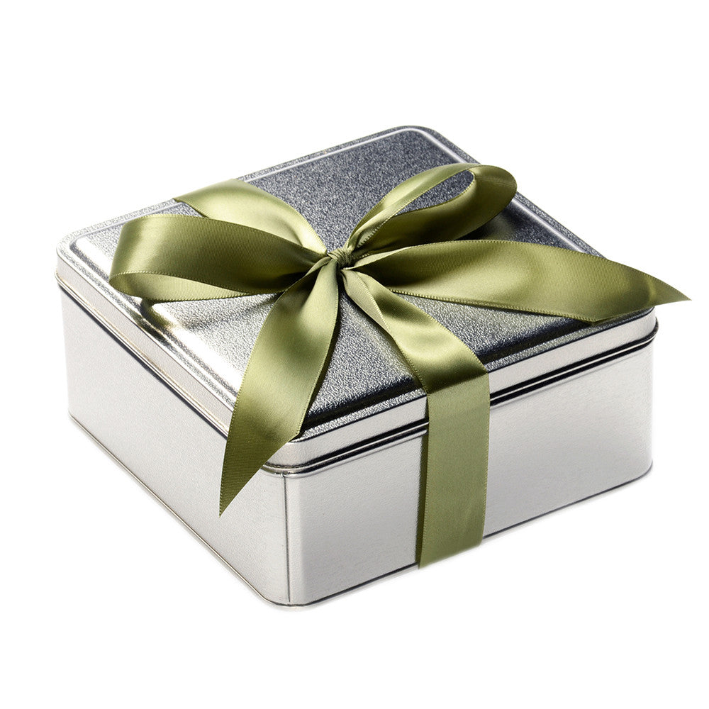 Nut Gift Tin Square Bow